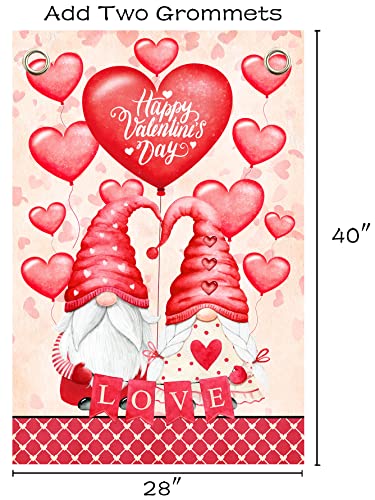 Akeydeco Valentine's Day Flag,28x40 Inch Valentine's Heart Garden Flag with Two Grommets Double Sided Printing 2 Layer Burlap Valentine Flags for Your Valentine's Day Decoration