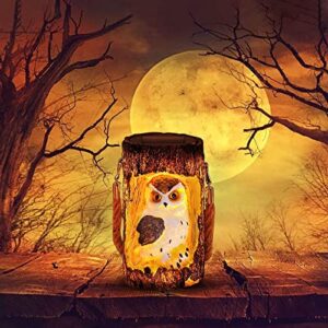 Solar Owl Garden Decorations LED Owl Hanging Lanterns Waterproof for Outdoor Decorative Owl in The Tree Owl Gifts for Owl Lovers Halloween Decor (Brown) …