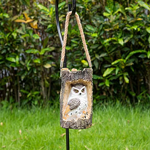 Solar Owl Garden Decorations LED Owl Hanging Lanterns Waterproof for Outdoor Decorative Owl in The Tree Owl Gifts for Owl Lovers Halloween Decor (Brown) …