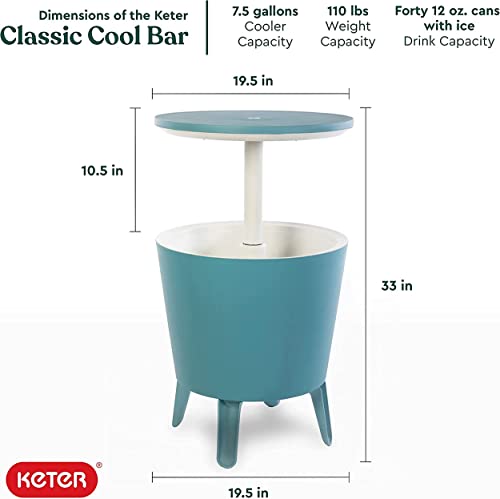 AYOGU1 Cool Bar Plastic Outdoor Ice Cooler Table Garden Furniture - Cream Blue