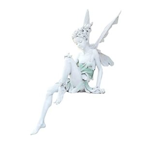 anvirtue sitting fairy statue garden angel figurine outdoor decoration waterproof resin garden sculpture for patio yard lawn porch art ornament housewarming christmas birthday gift (white)