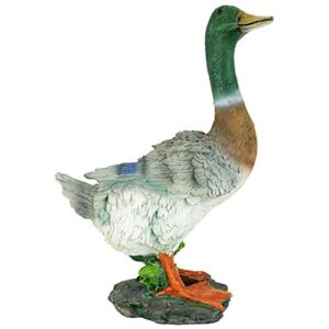 design toscano qm18989 mallard duck animal garden statue, 13 inch, polyresin, full color