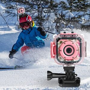 PROGRACE Kids Camera Waterproof Gift Toy - Children Digital Video Camera Underwater Camera for Kids 1080P Camcorder DV Toddler Camera for Girls Birthday Learn Camera Pool Toys Age 3-14