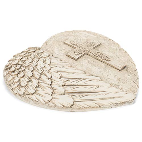 Napco Angel Wing Cross Grey 11 x 10 inch Resin Decorative Garden Stepping Stone