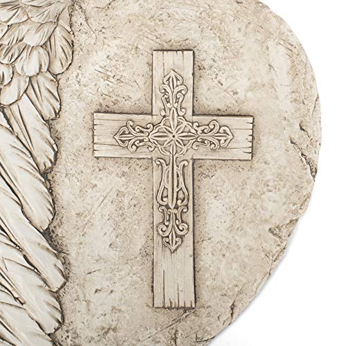 Napco Angel Wing Cross Grey 11 x 10 inch Resin Decorative Garden Stepping Stone