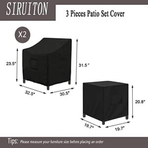 SIRUITON 3 Piece Outdoor Veranda Patio Garden Furniture Cover Set with 600D Durable and Water Resistant Fabric,Fit for Outdoor Wicker Patio Furniture Sets/Rattan Chair Conversation Sets