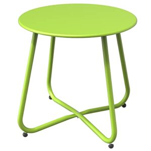 grand patio steel patio side table, weather resistant outdoor round end table, lime green