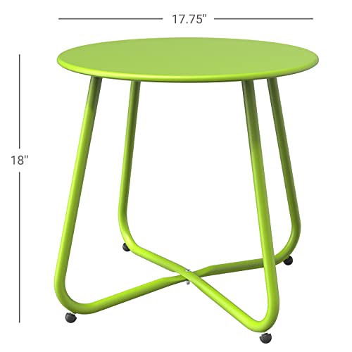 Grand patio Steel Patio Side Table, Weather Resistant Outdoor Round End Table, Lime Green
