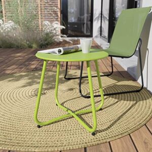 Grand patio Steel Patio Side Table, Weather Resistant Outdoor Round End Table, Lime Green