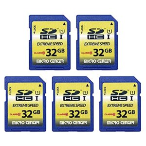 32gb class 10 sdhc flash memory card full size sd card ush-i u1 trail camera memory card by micro center (5 pack)
