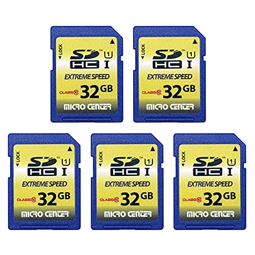 32GB Class 10 SDHC Flash Memory Card Full Size SD Card USH-I U1 Trail Camera Memory Card by Micro Center (5 Pack)