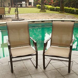 BALI OUTDOORS All-Weather Spring Motion Textile Patio Dining Chairs Set of 4 for Outdoor Lawn Garden Backyard