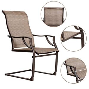 BALI OUTDOORS All-Weather Spring Motion Textile Patio Dining Chairs Set of 4 for Outdoor Lawn Garden Backyard