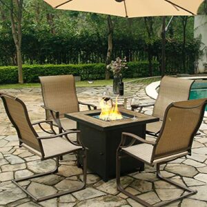 BALI OUTDOORS All-Weather Spring Motion Textile Patio Dining Chairs Set of 4 for Outdoor Lawn Garden Backyard