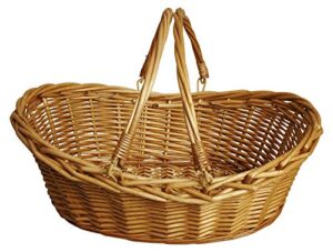 oypeip wicker basket gift baskets empty oval willow woven picnic basket easter candy basket large storage basket wine basket with handle egg gathering wedding basket 15″*11″*7″ (nature)