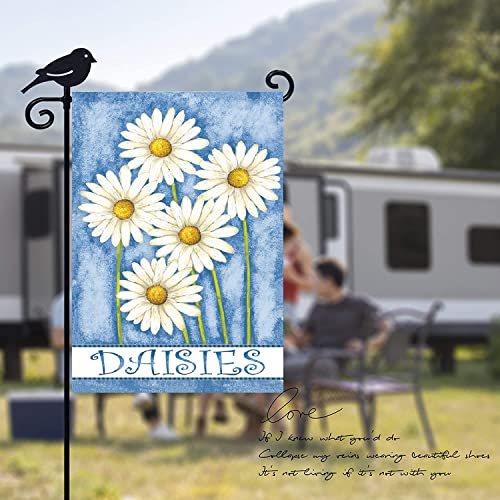 LAYOER home Garden Flag 12.5 x 18 inch Small White Daisies Flower Blue Spring Summer Double Sided Farmhouse Yard Outdoor Banner