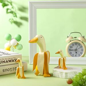 4 Pcs Banana Duck Statue Creative Resin Banana Duck Sculpture Funny Whimsical Banana Duck Yard Art for Outdoor Home Garden Lawn Patio Office Porch Cute Duck Decor Housewarming Gifts