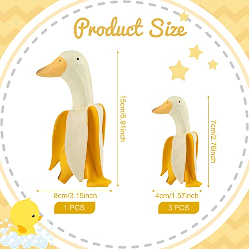 4 Pcs Banana Duck Statue Creative Resin Banana Duck Sculpture Funny Whimsical Banana Duck Yard Art for Outdoor Home Garden Lawn Patio Office Porch Cute Duck Decor Housewarming Gifts