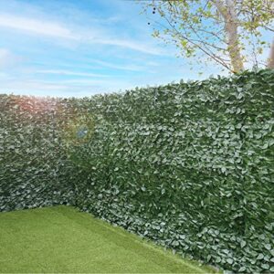 floraleaf artificial faux ivy privacy fence screen hedges trellis leaves panels with mesh backing vine decoration natural looking for outdoor decor, garden, yard, 39″x117″, 4 packs