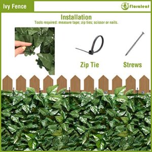 FLORALEAF Artificial Faux Ivy Privacy Fence Screen Hedges Trellis Leaves Panels with Mesh Backing Vine Decoration Natural Looking for Outdoor Decor, Garden, Yard, 39"x117", 4 Packs