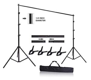 hyj-inc 10ft x 8.5ft adjustable photography backdrop support system photo video studio muslin background stand kit with carry bag