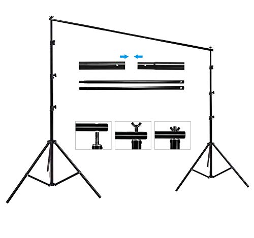 HYJ-INC 10ft x 8.5ft Adjustable Photography Backdrop Support System Photo Video Studio Muslin Background Stand Kit with Carry Bag