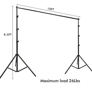 HYJ-INC 10ft x 8.5ft Adjustable Photography Backdrop Support System Photo Video Studio Muslin Background Stand Kit with Carry Bag