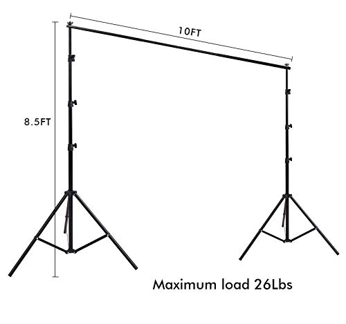 HYJ-INC 10ft x 8.5ft Adjustable Photography Backdrop Support System Photo Video Studio Muslin Background Stand Kit with Carry Bag