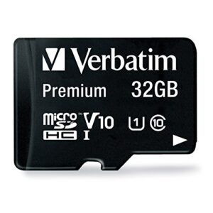 verbatim 32gb premium microsdhc memory card with adapter, uhs-i v10 u1 class 10, black (44083)