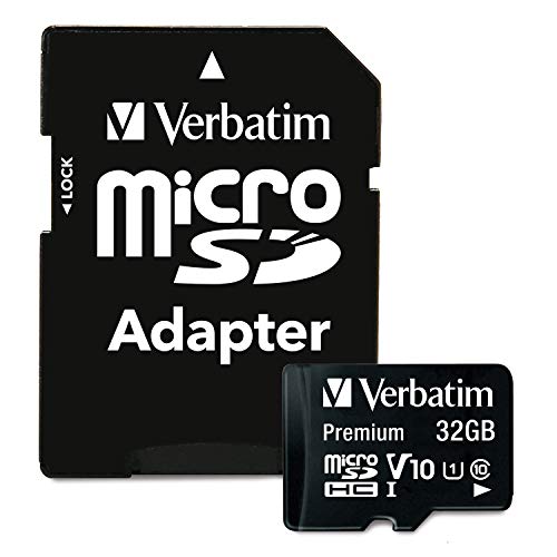 Verbatim 32GB Premium microSDHC Memory Card with Adapter, UHS-I V10 U1 Class 10, Black (44083)