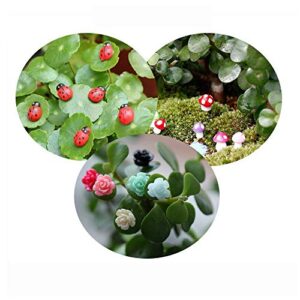 tophappy 100pcs miniature fairy garden ornaments kit set, ladybugs,mushrooms, flowers with tools for diy fairy garden décor