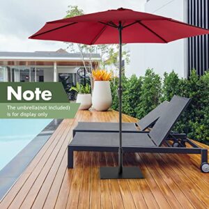 Giantex 42lbs Patio Umbrella Base, Suitable for 1.6''-1.9'' Umbrella Poles, 4 Adjustable Pads Anchor Holes, Heavy Duty Square Outdoor Umbrella Stand for Deck Yard Poolside Garden (25'' x 25'')