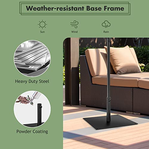 Giantex 42lbs Patio Umbrella Base, Suitable for 1.6''-1.9'' Umbrella Poles, 4 Adjustable Pads Anchor Holes, Heavy Duty Square Outdoor Umbrella Stand for Deck Yard Poolside Garden (25'' x 25'')