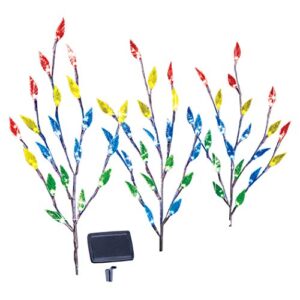 collections etc bright leaf branch solar garden lights with adjustable branches – set of 3, outdoor decorative accents, multi color lig, 60