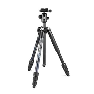 manfrotto element mii mkelmii4bk-bh, lightweight aluminium travel camera tripod, with carry bag, arca-compatible ball head, 4-section legs, twist locks, load up 8kg, for mirrorless, dslr
