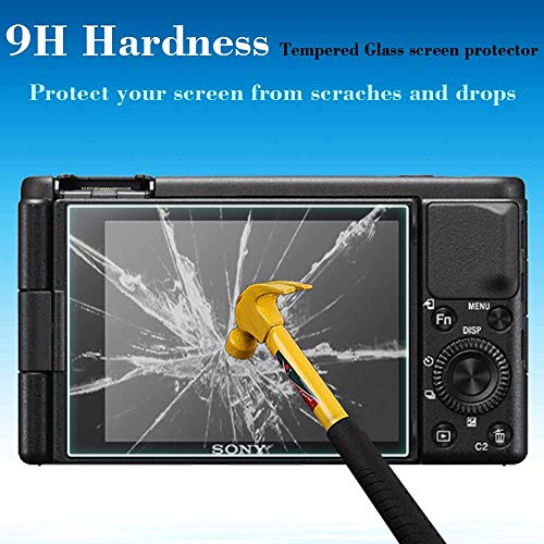 ULBTER ZV1 Screen Protector Appliable for Sony ZV-1 Camera & Hot Shoe Cover 0.3mm 9H Hardness Tempered Glass Cover Anti-Scrach Anti-Fingerprint Anti-Dust Anti-Bubble [3+2 Pack]