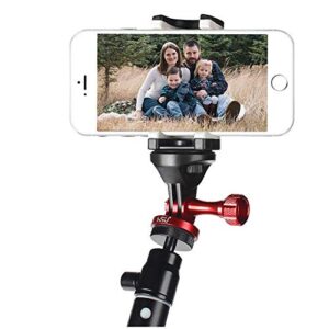 HSU Aluminum Alloy Metal GoPro Tripod/Monopod Mount with Aluminum Thumbscrew for GoPro Hero 11, 10, 9, 8, 7, 6, 5, 4, 3+, 3, 2, 1 HD, AKASO Campark and Other Action Cameras (Red)