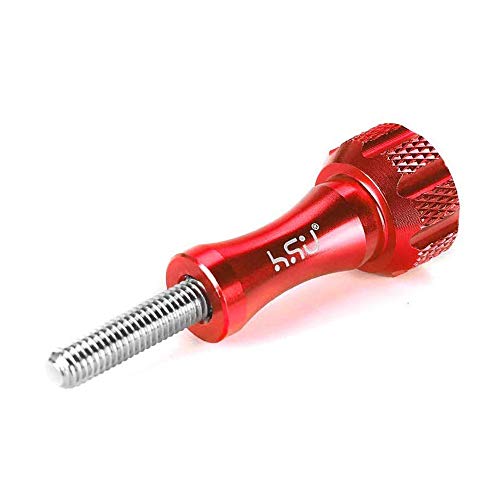 HSU Aluminum Alloy Metal GoPro Tripod/Monopod Mount with Aluminum Thumbscrew for GoPro Hero 11, 10, 9, 8, 7, 6, 5, 4, 3+, 3, 2, 1 HD, AKASO Campark and Other Action Cameras (Red)