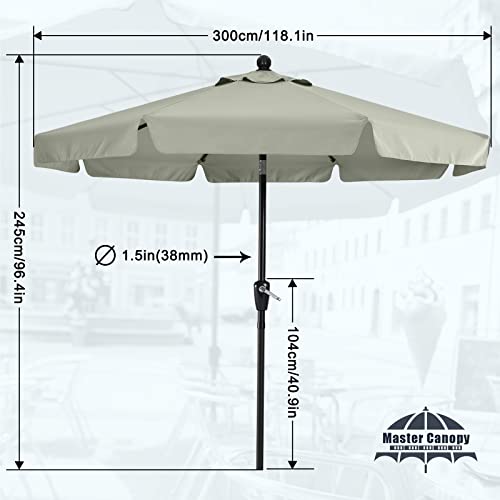 MASTERCANOPY Valance Patio Umbrella for Outdoor Table Market -8 Ribs (7.5ft, Light Gray)