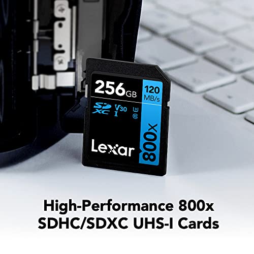 Lexar High-Performance 800x 64GB (2-Pack) SDXC UHS-I Memory Cards, C10, U3, V30, Full-HD & 4K Video, Up to 120MB/s Read, for Point-and-Shoot Cameras, Mid-Range DSLR, HD Camcorder (LSD0800064G-B2NNU)