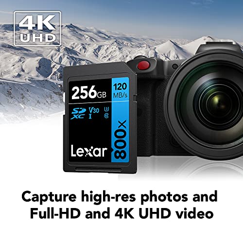 Lexar High-Performance 800x 64GB (2-Pack) SDXC UHS-I Memory Cards, C10, U3, V30, Full-HD & 4K Video, Up to 120MB/s Read, for Point-and-Shoot Cameras, Mid-Range DSLR, HD Camcorder (LSD0800064G-B2NNU)