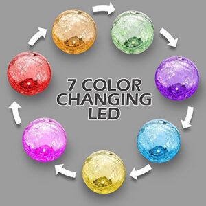 Solar 3.5" Clear Crackle Glass Ball, Multi-Color Color Changing LED Light, Garden Decor Stake Yard LED Light