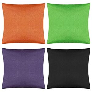 yeabwps pack of 4 decorative outdoor waterproof throw pillow covers square garden cushion cases for patio, couch, tent and sofa, 18 x 18 inches,(orange, black, green, purple)