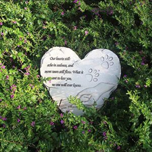 jinhuoba New York Dog Pet Memorial Stones, Hand-Painted Heart-Shaped Loss of Pet Dog Memorial Gifts with Sympathy Poem and Paw in Hand Design, (White)