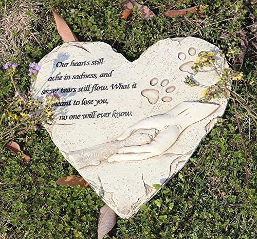 jinhuoba New York Dog Pet Memorial Stones, Hand-Painted Heart-Shaped Loss of Pet Dog Memorial Gifts with Sympathy Poem and Paw in Hand Design, (White)