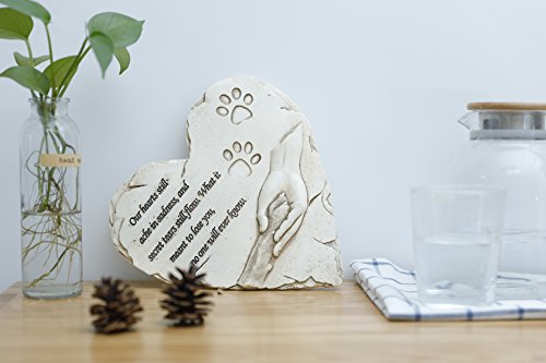 jinhuoba New York Dog Pet Memorial Stones, Hand-Painted Heart-Shaped Loss of Pet Dog Memorial Gifts with Sympathy Poem and Paw in Hand Design, (White)