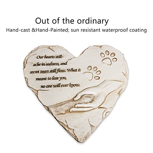 jinhuoba New York Dog Pet Memorial Stones, Hand-Painted Heart-Shaped Loss of Pet Dog Memorial Gifts with Sympathy Poem and Paw in Hand Design, (White)