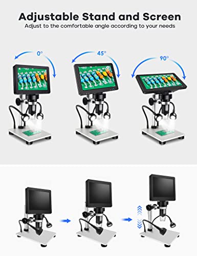 7" LCD Digital Microscope 1200X,Leipan 12MP Coin Microscope with Screen for Adults,1080P Video Microscope with 12pcs Slides,Wired Remote,2 Side Lights,Windows/Mac OS Compatible…