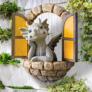 dnoifne lovely courtyard dragon sculpture, outdoor window dragon statue, dragon garden statues, resin garden dragon statue, outdoor dragon ornaments, outdoor garden dragon decor statue