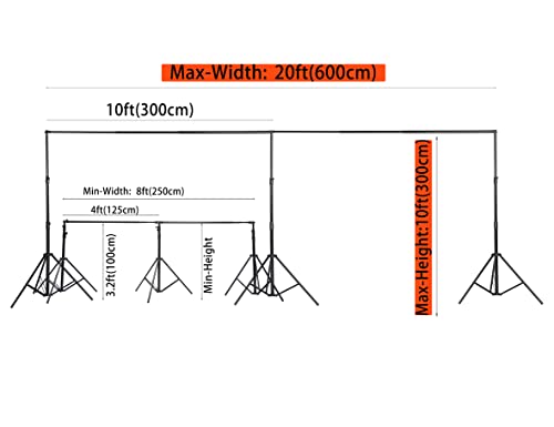 Kate 10x20ft (3x6m) Photography Backdrop Frame Stand for Room Set Adjustable Heavy Duty Photography Background Support System Kit